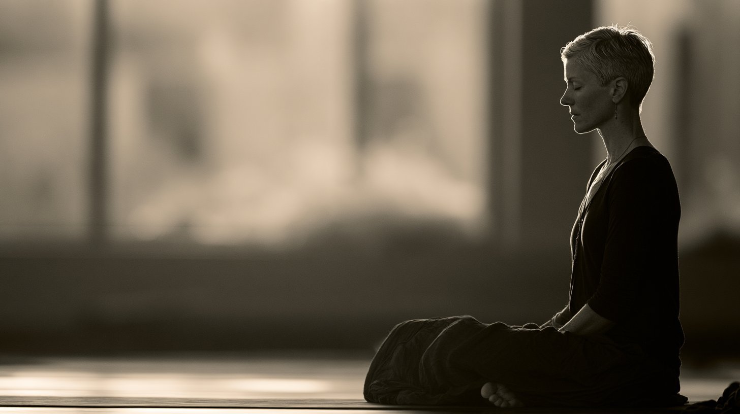 Woman meditating in quiet stillness
